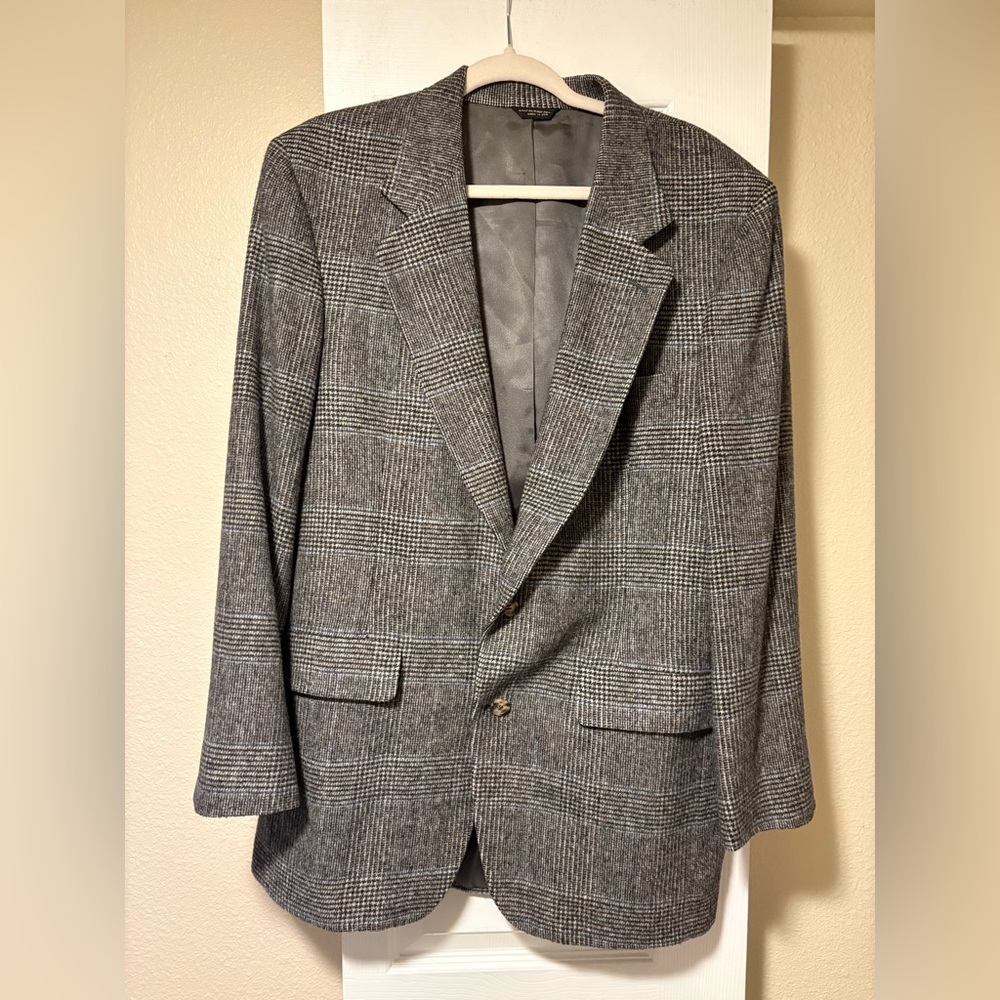 Vintage Bill Blass Goldsmith’s Classic Gray Checkered Men's Blazer